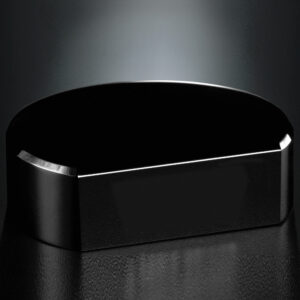 Black Glass Base- Cut Circle 1" H