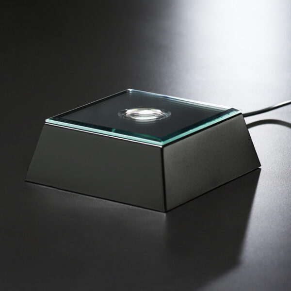 Black Mirrored Lighted Square Base 4"