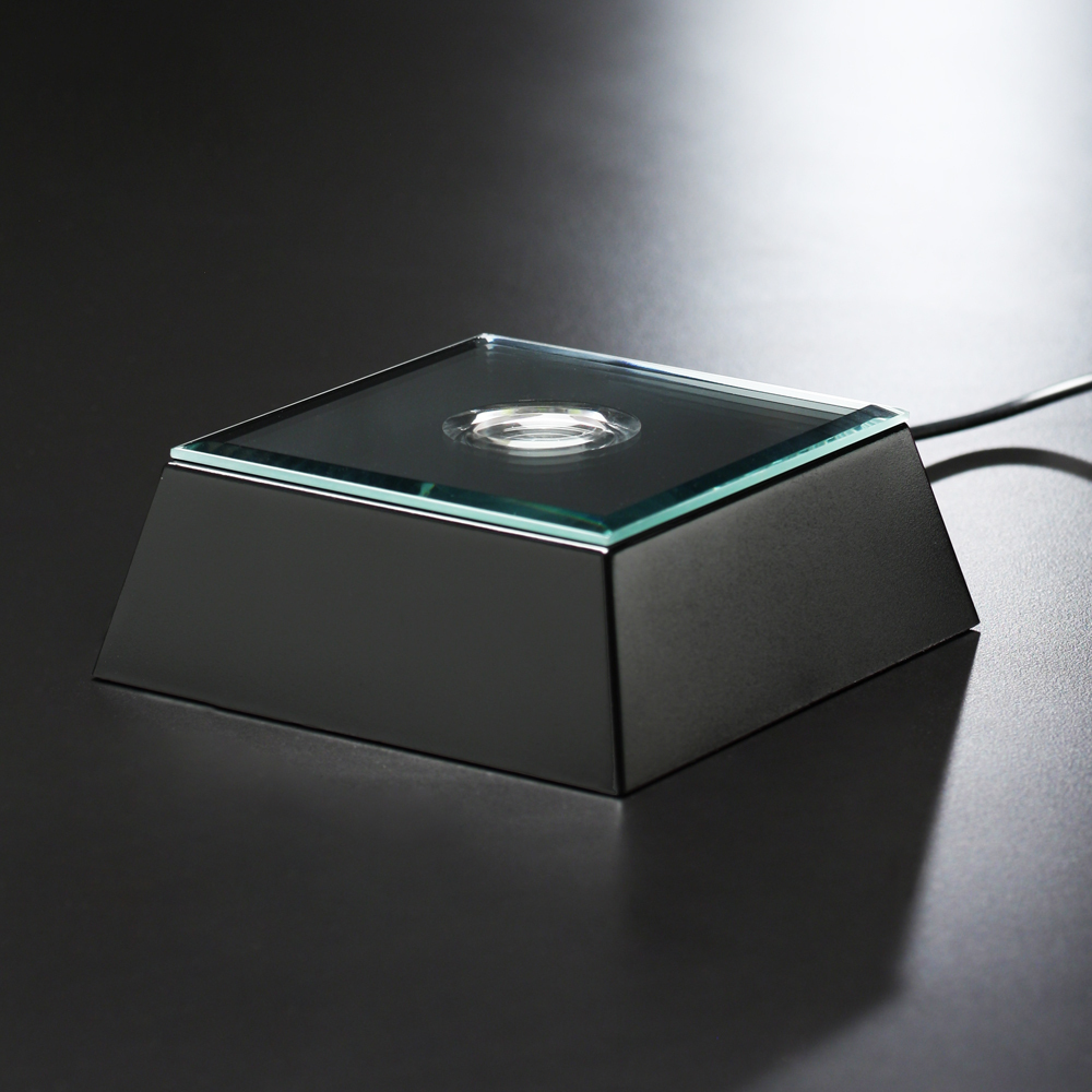 Black Mirrored Lighted Square Base 4"