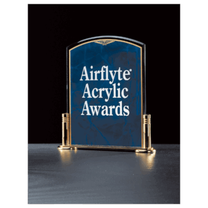 6" x 7" Airflyte Sapphire Marble Acrylic with Gold-Plated Brass Stand