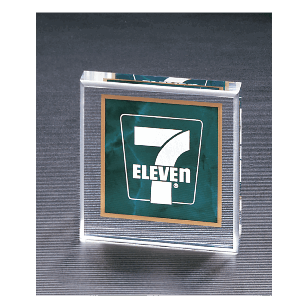 3 3/4" x 3 3/4" Emerald Marble Design Acrylic Paperweight