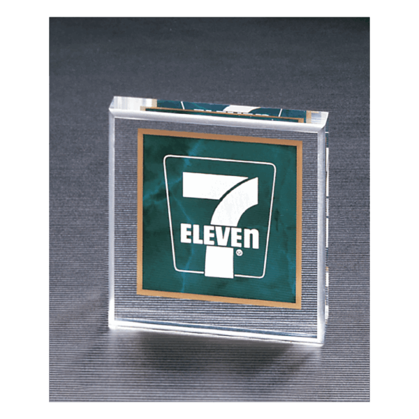 3 3/4" x 3 3/4" Emerald Marble Design Acrylic Paperweight