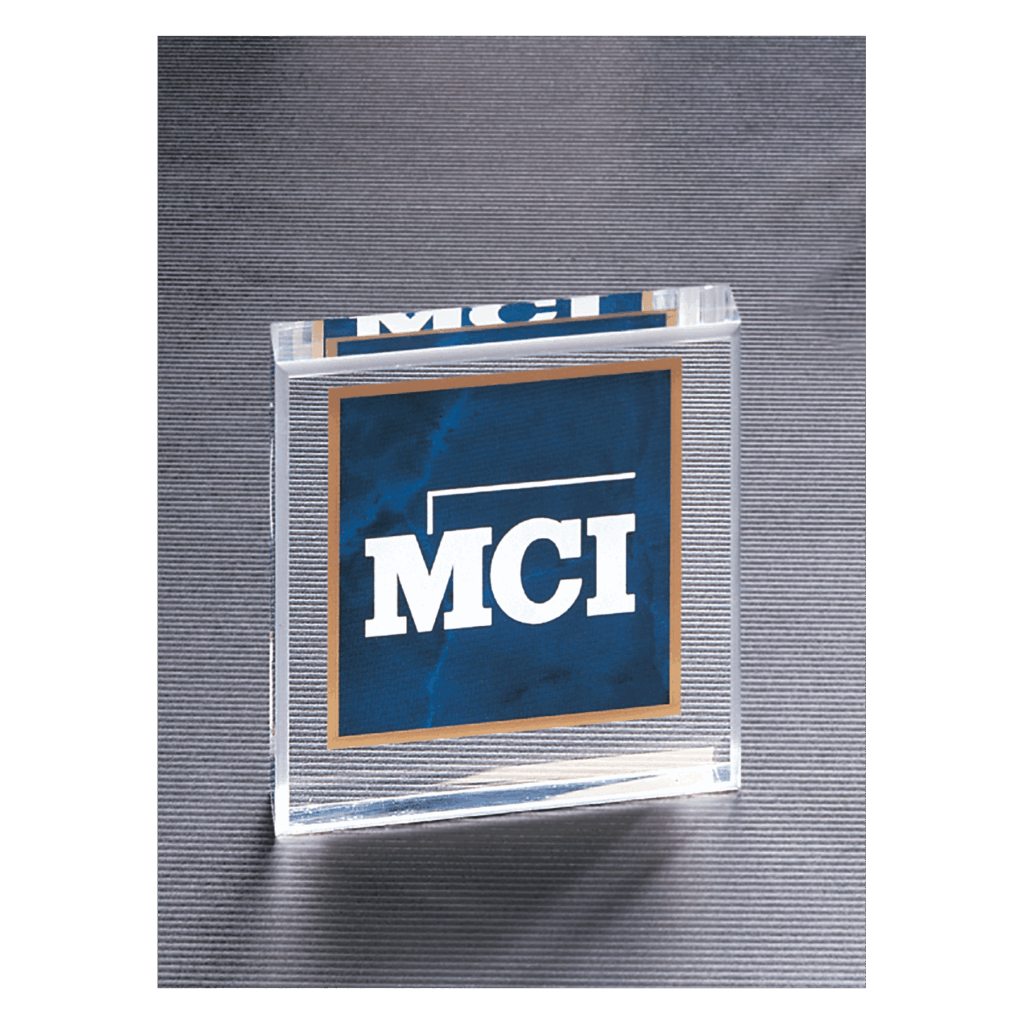 3 3/4" x 3 3/4" Sapphire Marble Design Acrylic Paperweight