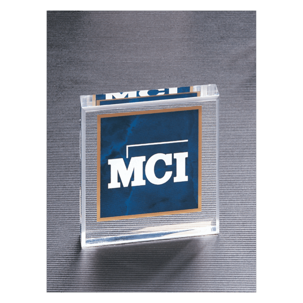 3 3/4" x 3 3/4" Sapphire Marble Design Acrylic Paperweight