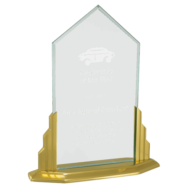 9 1/2" x 11 1/2" Peak Jade Acrylic Award with Aluminum Base