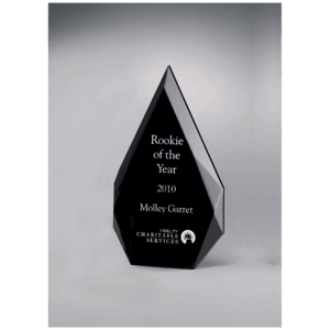 5 1/4" x 8 7/8" Flame Series Clear Freestanding Acrylic with Black Silk Screened Back