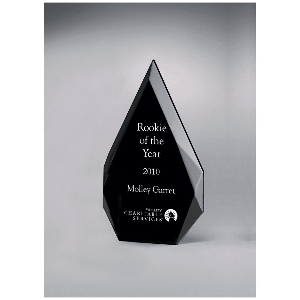 6 1/4" x 9 7/8" Flame Series Clear Freestanding Acrylic with Black Silk Screened Back