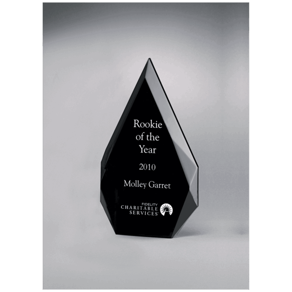 6 1/4" x 9 7/8" Flame Series Clear Freestanding Acrylic with Black Silk Screened Back