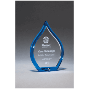6" x 8 1/4" Blue Flame Acrylic with Clear Pop-Out Center and Silver Metal Post