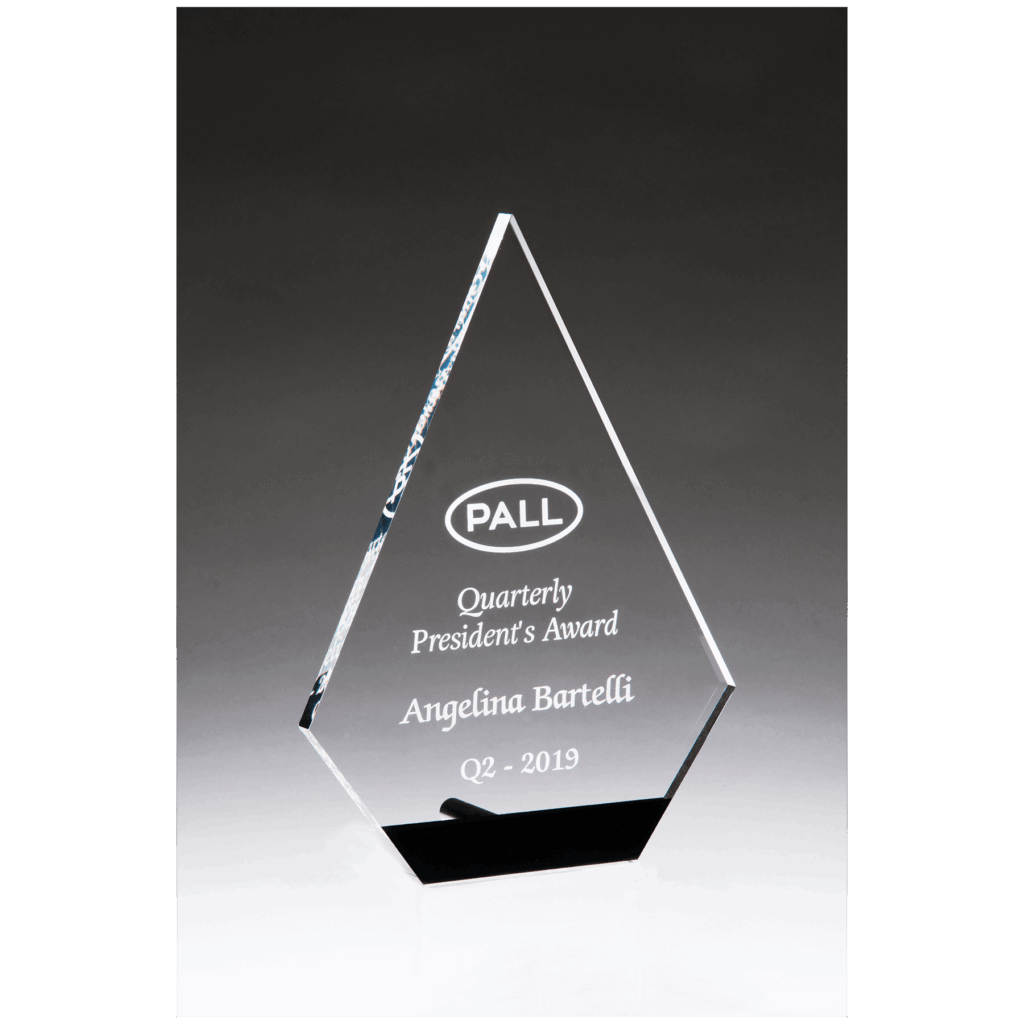 5" x 7" Diamond Series Clear Acrylic with Black Accent and Silver Post