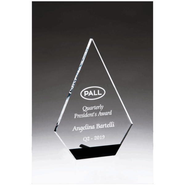 5" x 7" Diamond Series Clear Acrylic with Black Accent and Silver Post