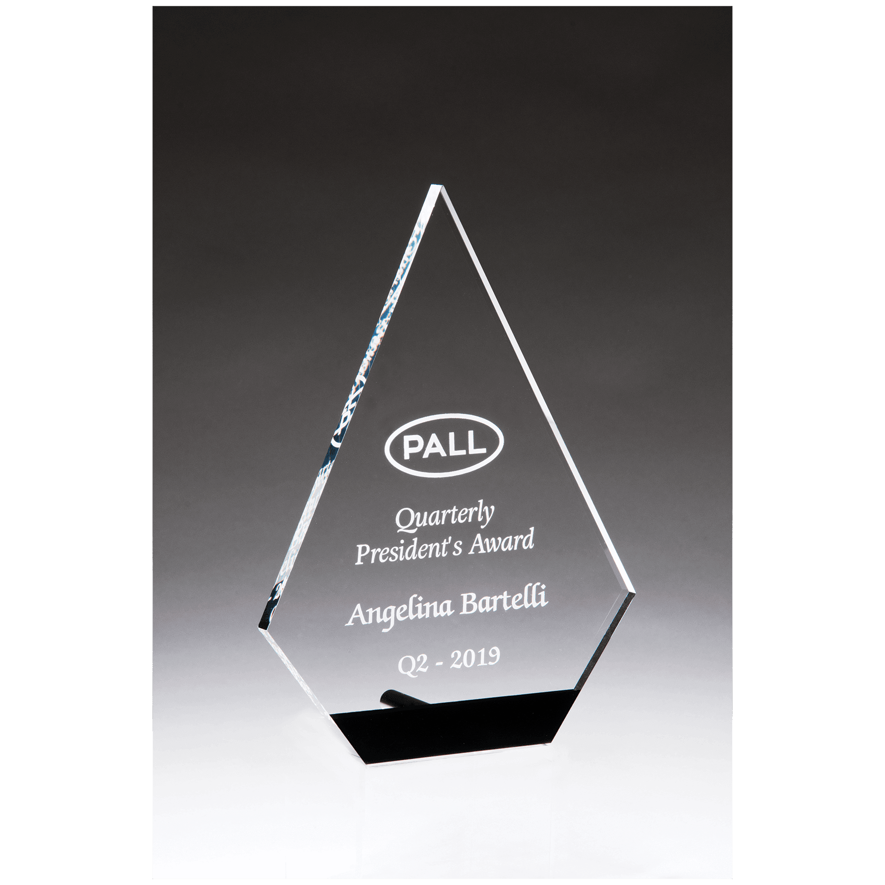 6 1/2" x 9" Diamond Series Clear Acrylic with Black Accent and Silver Post