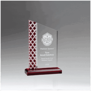 5 1/2" x 9 1/4" Zenith Series Clear Acrylic with Lattice Pattern and Red Metallic Accent
