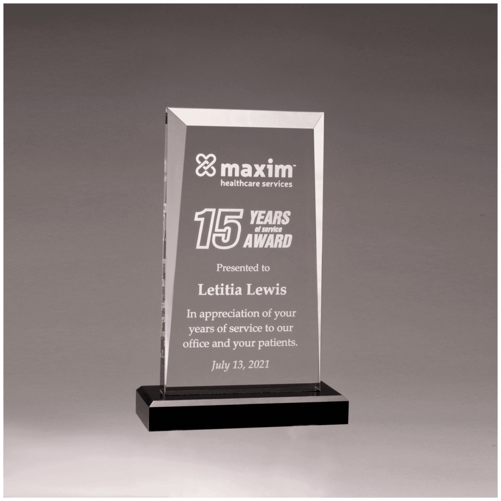 5" x  7 3/4" Apex Series Clear Acrylic Award with Black Base