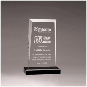 5" x 7 3/4" Apex Series Clear Acrylic Award with Black Base