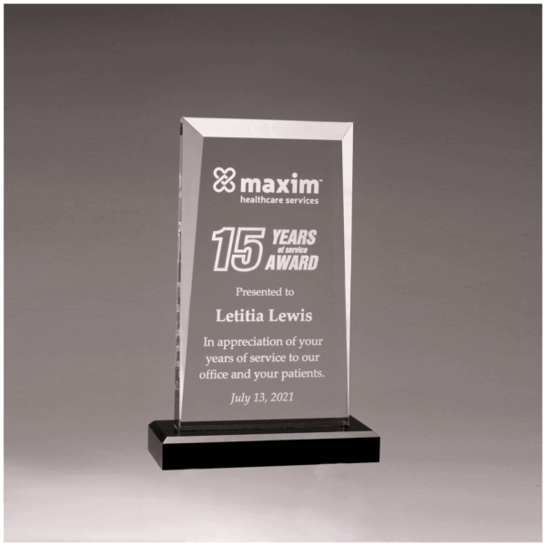 5" x  7 3/4" Apex Series Clear Acrylic Award with Black Base