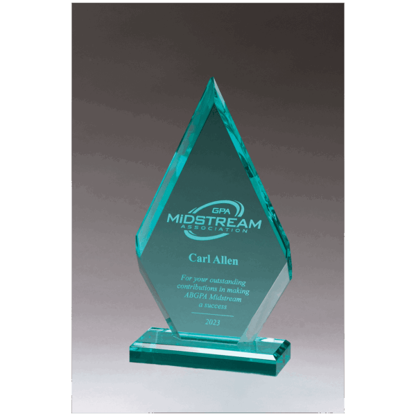 4 1/2" x 8 1/2" Flame Series Beveled Jade Acrylic Award