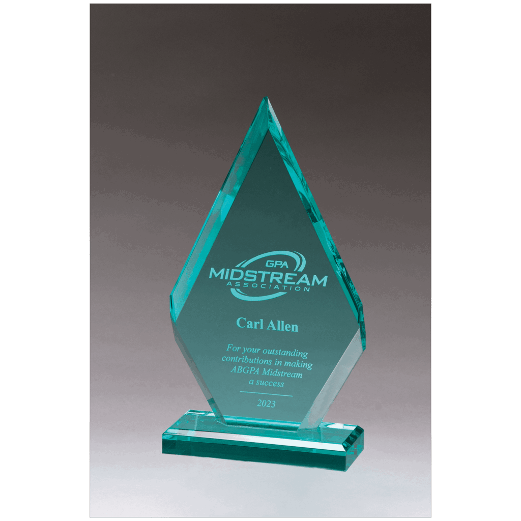 6" x 10 1/2" Flame Series Beveled Jade Acrylic Award
