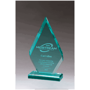 6" x 10 1/2" Flame Series Beveled Jade Acrylic Award