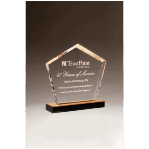 6" x 7" Diamond Series Acrylic with Gold Accent and Gold Mirror Top Black Base
