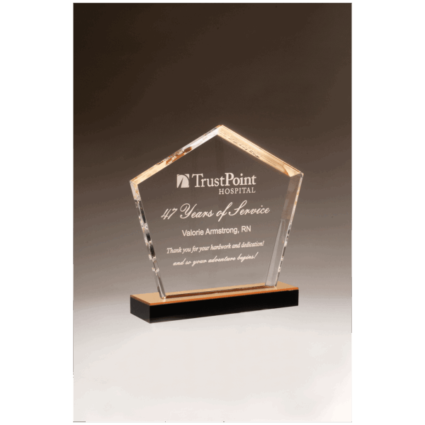 8" x 9" Diamond Series Acrylic with Gold Accent and Gold Mirror Top Black Base