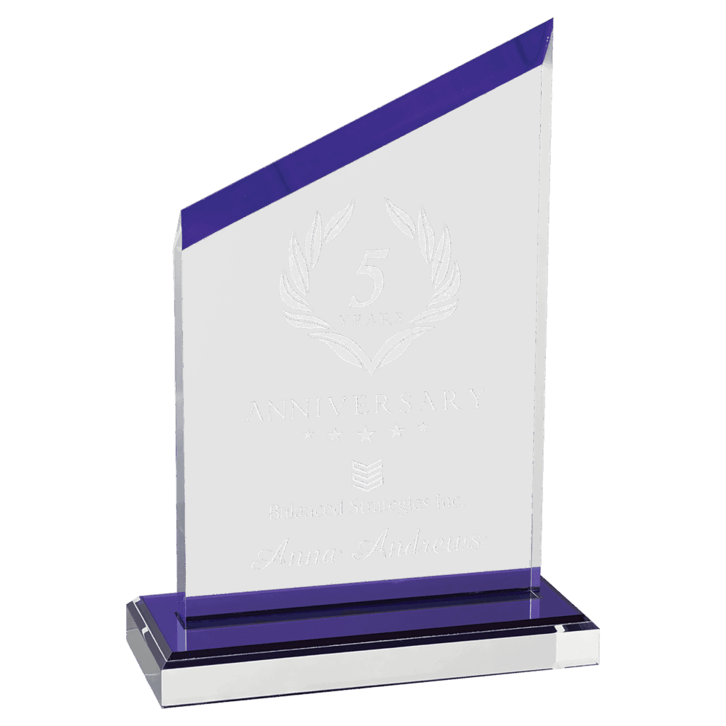 4 1/2" x 6 1/2" Zenith Series Acrylic with Purple Accents, Black Base with Purple Mirror Top