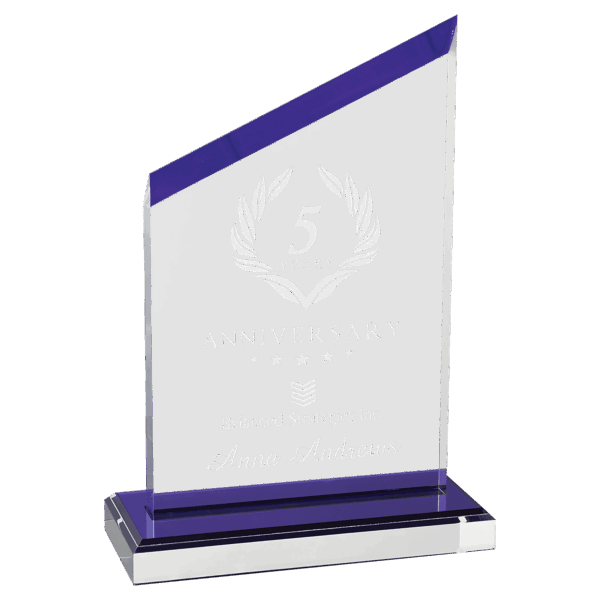 4 1/2" x 6 1/2" Zenith Series Acrylic with Purple Accents, Black Base with Purple Mirror Top