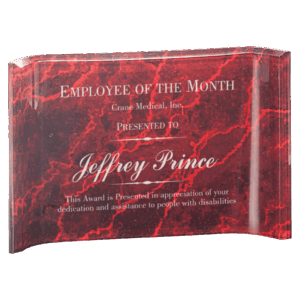 6" x 4" Red Marbleized Acrylic Crescent