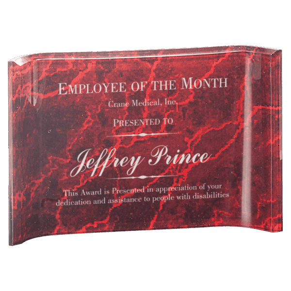 6" x 4" Red Marbleized Acrylic Crescent