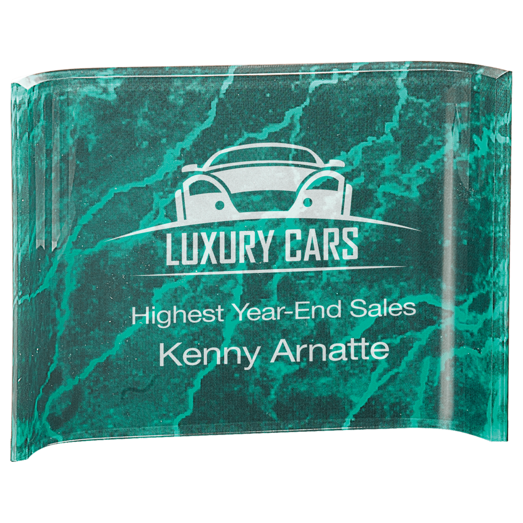 8" x 6" Green Marbleized Acrylic Crescent