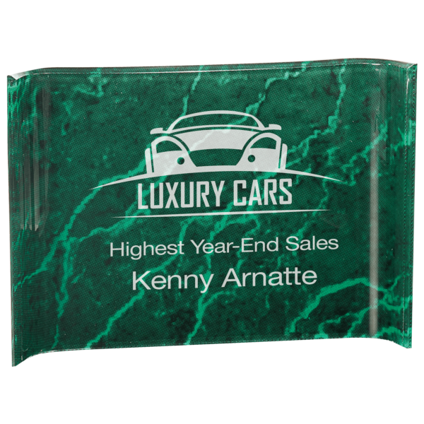 10" x 7" Green Marbleized Acrylic Crescent