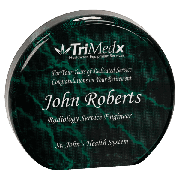 3 1/2" Green Marble Acrylic Circle
