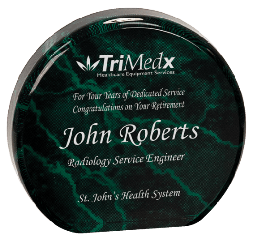 4 1/2" Green Marble Acrylic Circle