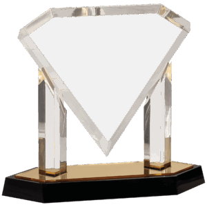 9 1/2" Gold Floating Diamond Acrylic