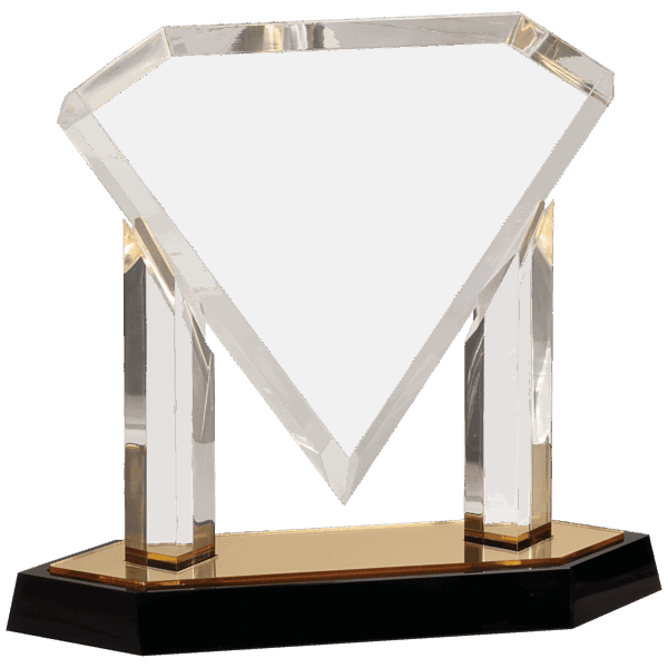 9 1/2" Gold Floating Diamond Acrylic