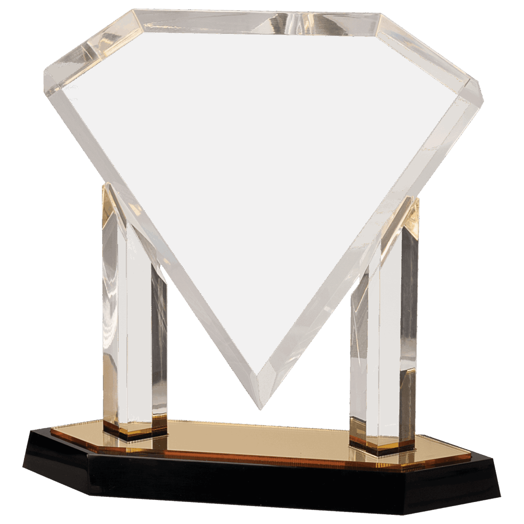 10 3/4" Gold Floating Diamond Acrylic