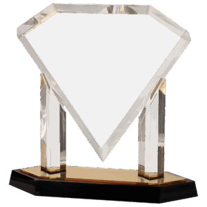 10 3/4" Gold Floating Diamond Acrylic