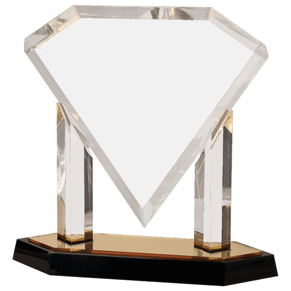 10 3/4" Gold Floating Diamond Acrylic