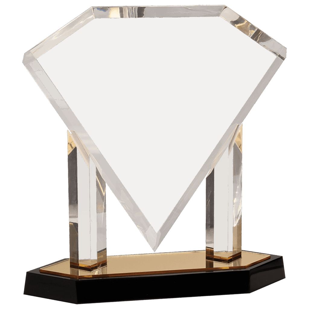 11 3/4" Gold Floating Diamond Acrylic