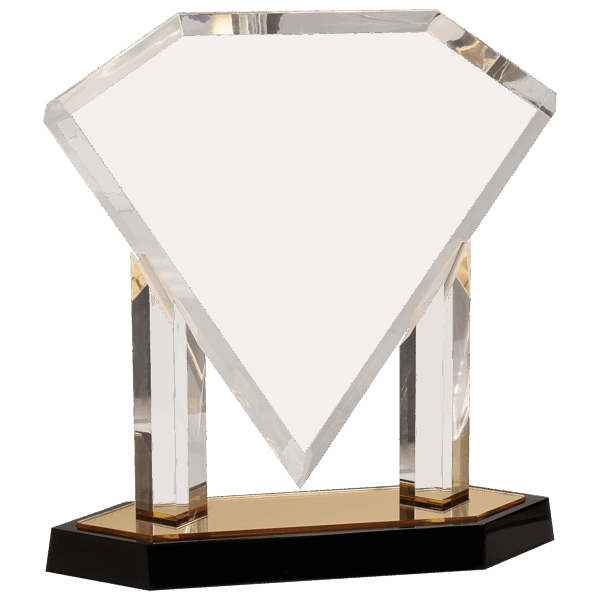 11 3/4" Gold Floating Diamond Acrylic