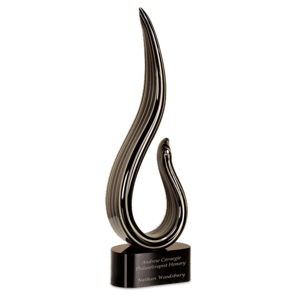 15" Black & Gold Curve Art Glass