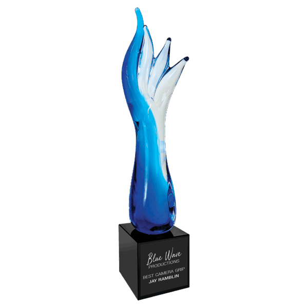 17" Blue Aspire Art Glass