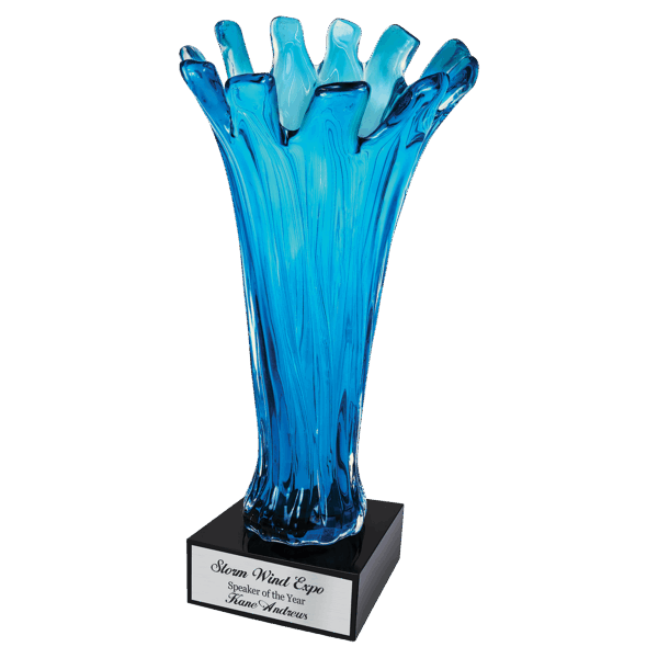12 1/2" Blue Cup Art Glass