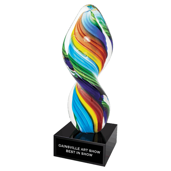 10 1/2" Rainbow Twist Art Glass