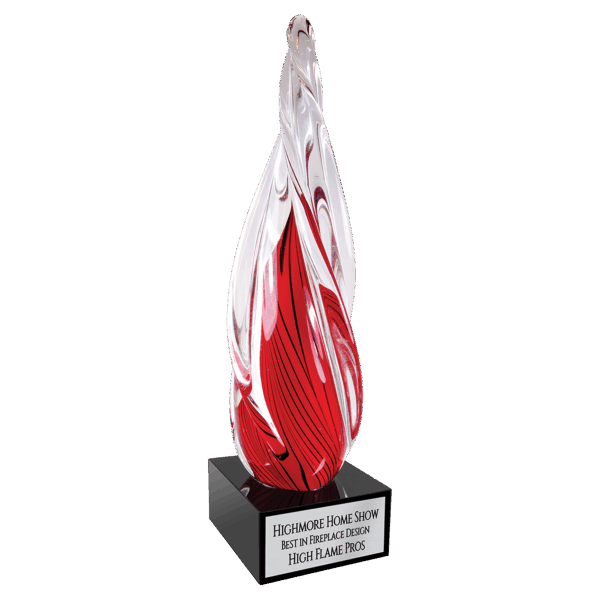 12" Red Twisted Spire with Black Base