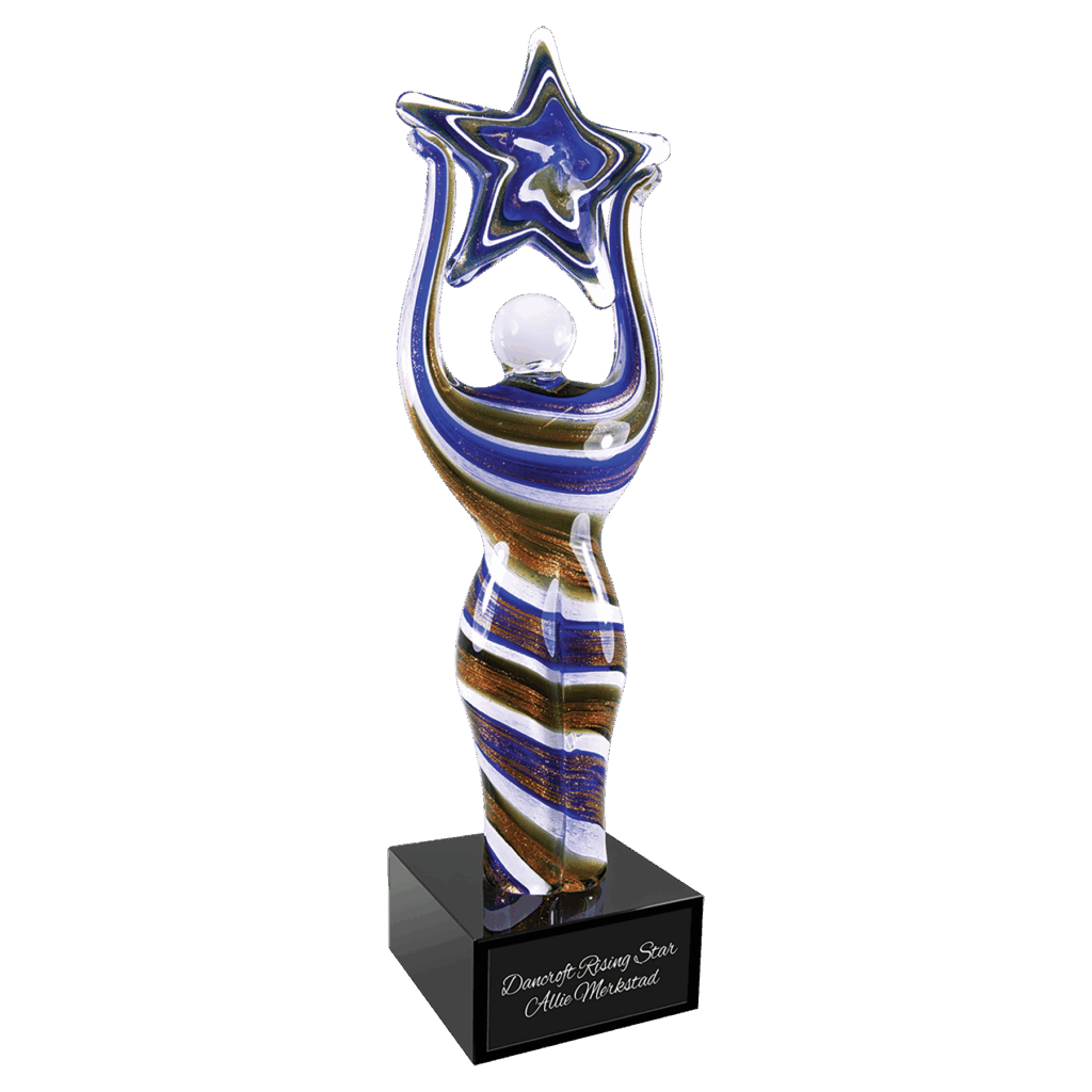 12" Glass Figure with Star and Black Base