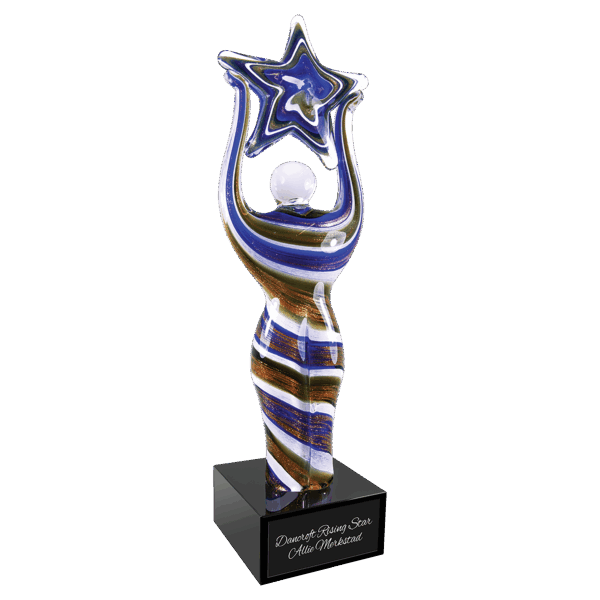 12" Glass Figure with Star and Black Base