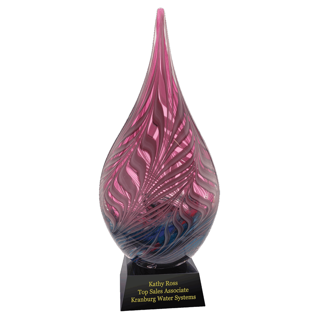 16 1/2" Multi-Color Hollow Raindrop Art Glass