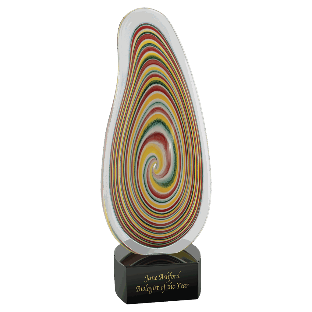 12 1/4" Multi-Color Flat Swirl Art Glass