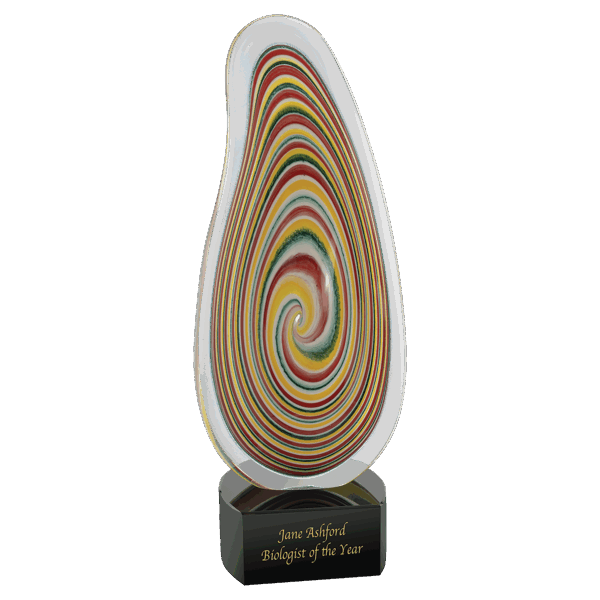 12 1/4" Multi-Color Flat Swirl Art Glass